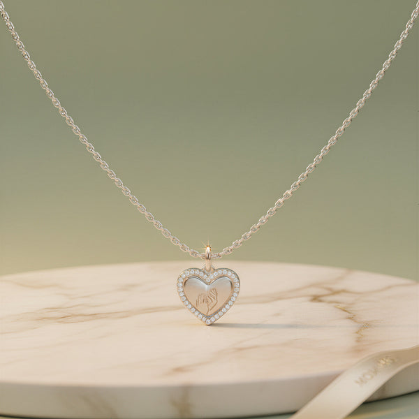 Engraved Heart Pendant Necklace | Silver