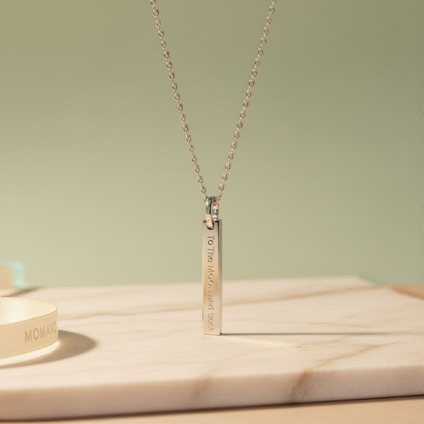 Engravable Rectangle Pendant Necklace | Silver