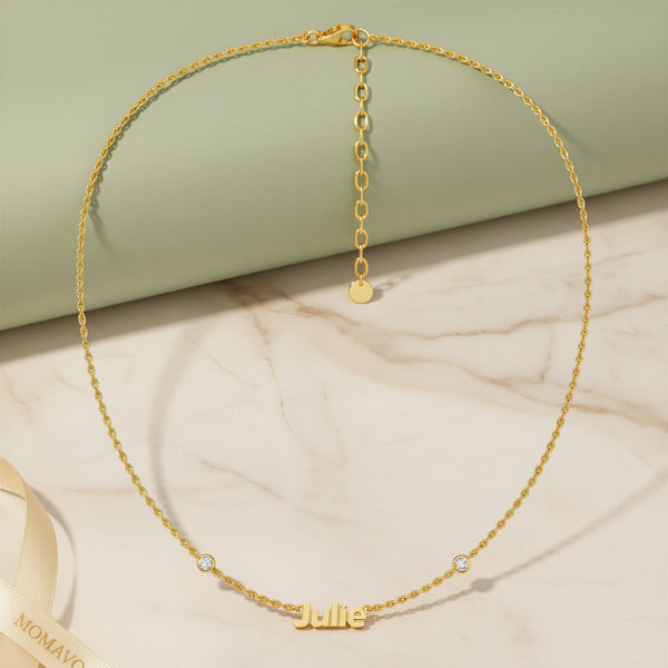 Personalized Name Gemstone Necklace | 18K Gold Plated