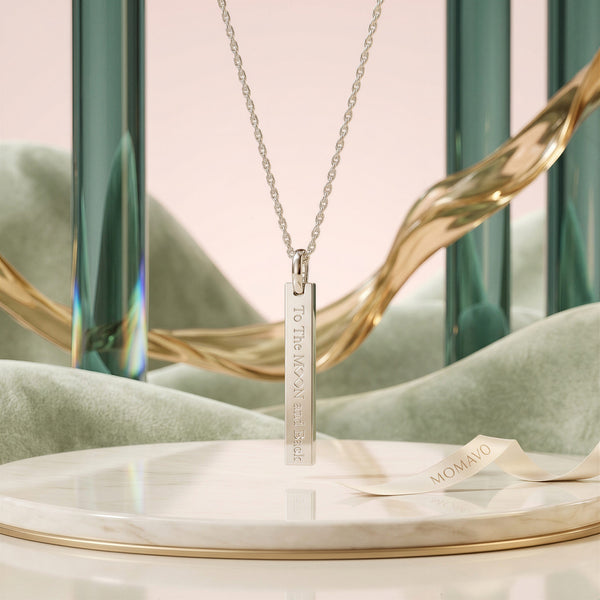 Engravable Rectangle Pendant Necklace | Silver