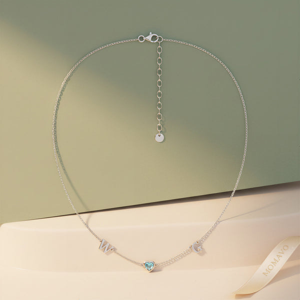 HeartLink Birthstone Necklace | Silver
