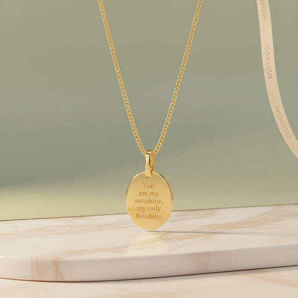Oval Engravable Pendant Necklace | 18K Gold Plated