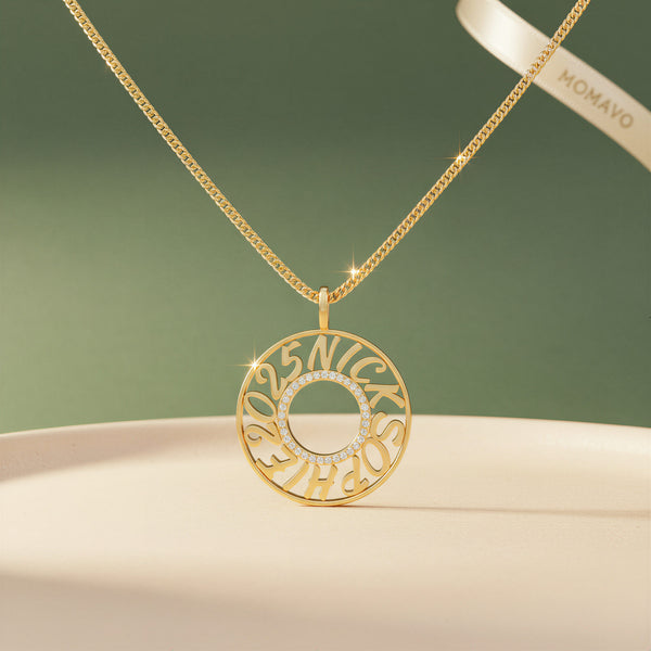 Memo Circle Necklace | 18K Gold Plated