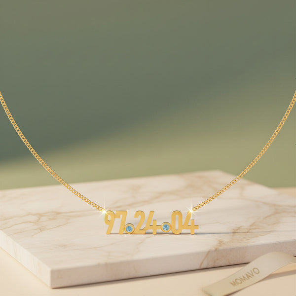 Coordinates Birthstone Necklace | 18K Gold Plated