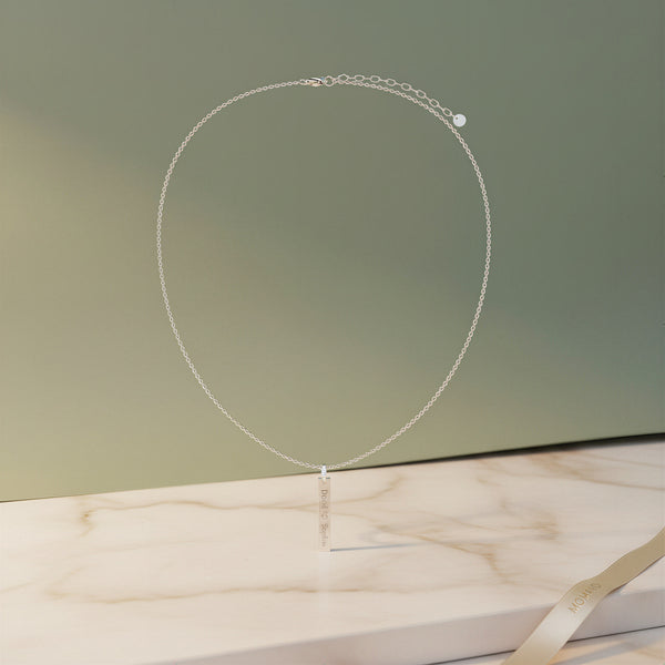 Engravable Rectangle Pendant Necklace | Silver