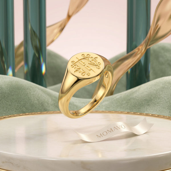 Round Monogram Ring | 18K Gold Plated