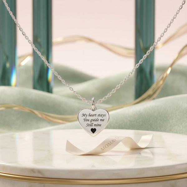 Engraved Heart Pendant Necklace | Silver