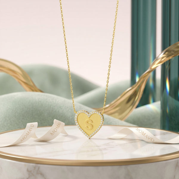 Heart Initial Necklace | 18K Gold Plated
