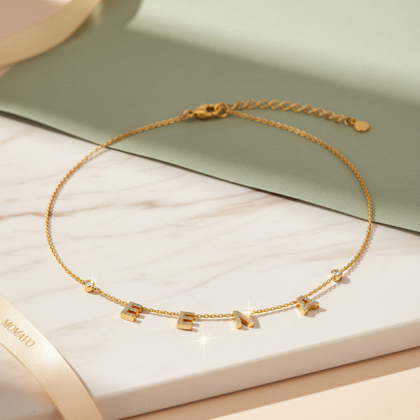 Monogram Letter Necklace | 18K Gold Plated