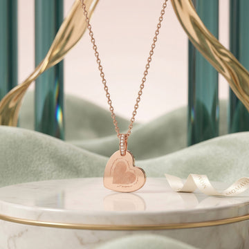 Engravable Heart Pendant Necklace | Rose Gold Plated