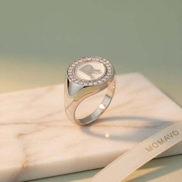 Monogram Initial Ring | Rhodium Plated