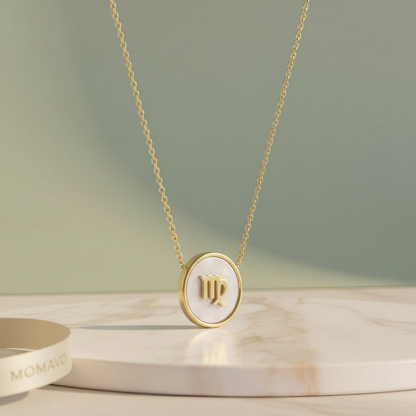 Pearl Zodiac Pendant Necklace | 18K Gold Plated