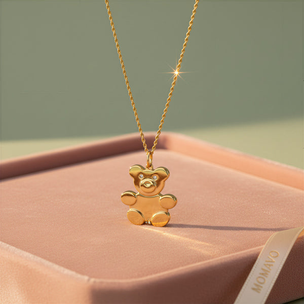 Teddy Family Pendant Necklace | 18K Gold Plated