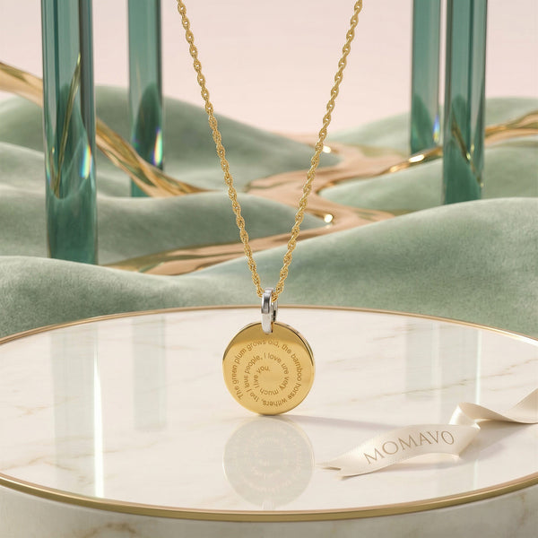 Engravable Circle Pendant Necklace | 18K Gold Plated