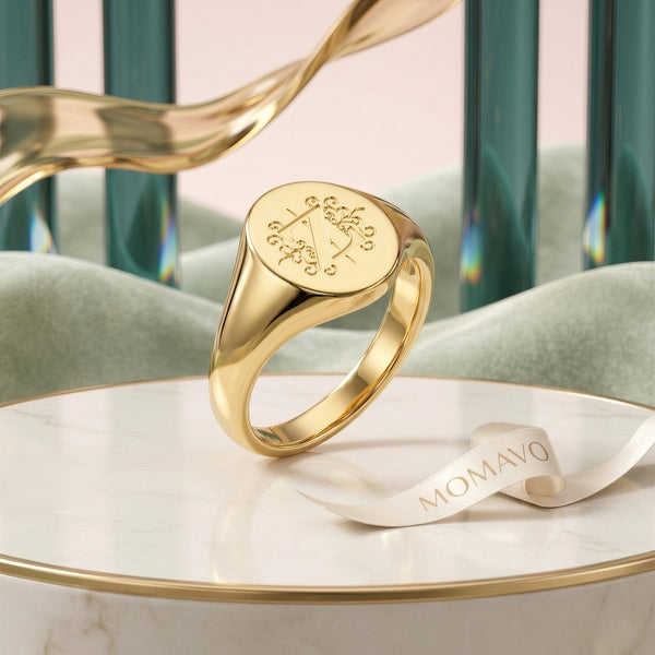 Oval Monogram Ring | 18K Gold Plated