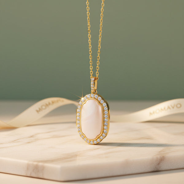 Pearl Glow Locket Necklace | 18K Gold Plated