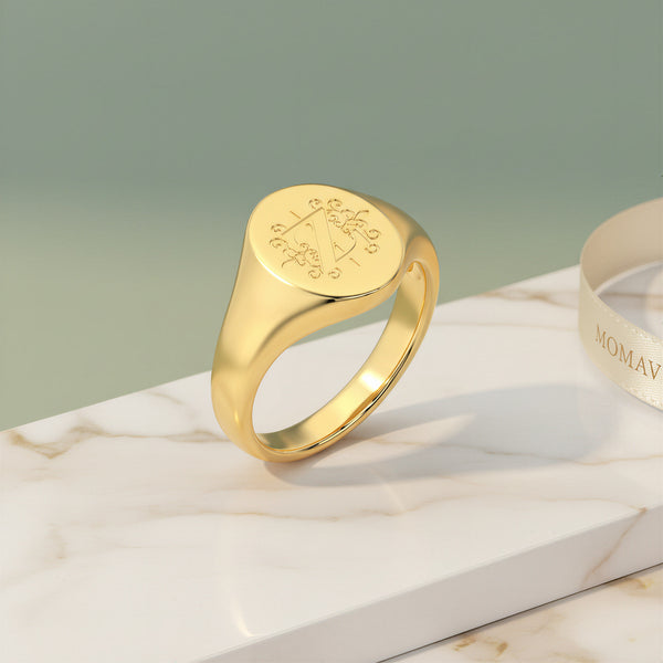 Oval Monogram Ring | 18K Gold Plated
