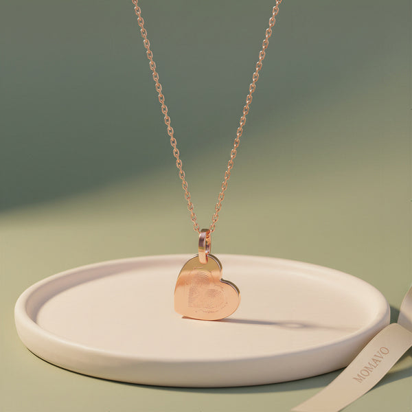 Engravable Heart Pendant Necklace | Rose Gold Plated