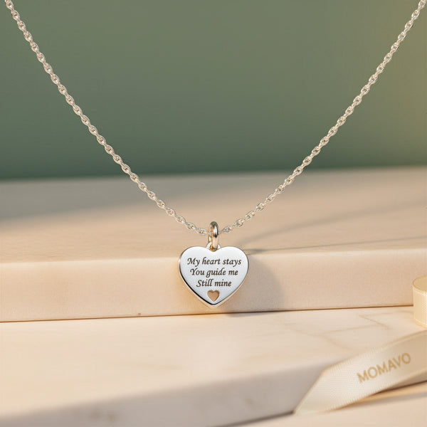 Engraved Heart Pendant Necklace | Silver