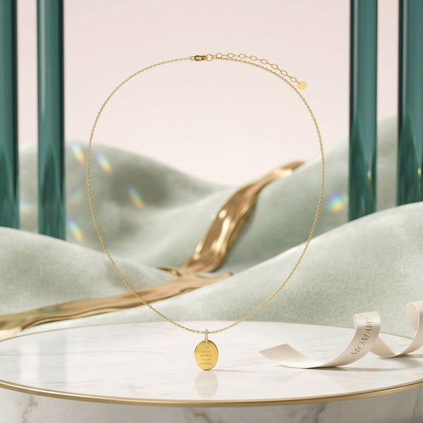 Oval Engravable Pendant Necklace | 18K Gold Plated