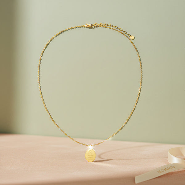 Oval Engravable Pendant Necklace | 18K Gold Plated