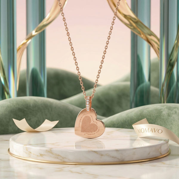 Engravable Heart Pendant Necklace | Rose Gold Plated
