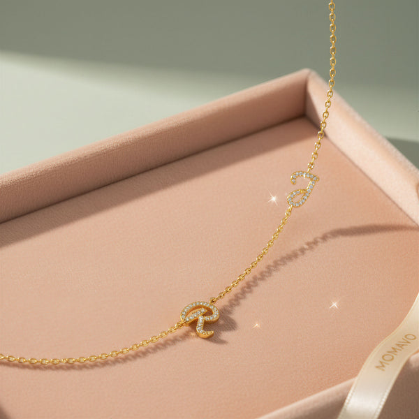 Initial Link Tilt Necklace | 18K Gold Plated
