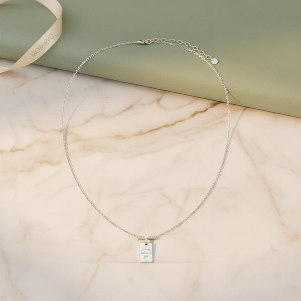 Engravable Rectangle Pendant Necklace | Silver