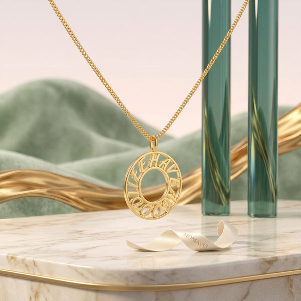 Memo Circle Necklace | 18K Gold Plated