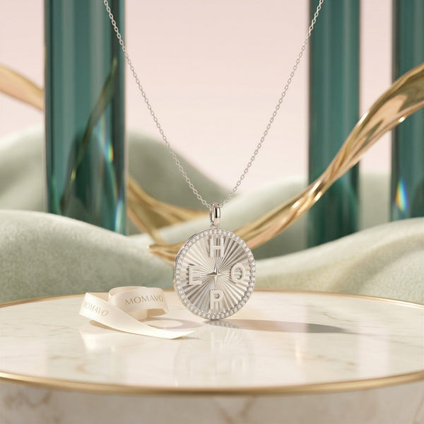 Engravable Medallion Necklace | Silver