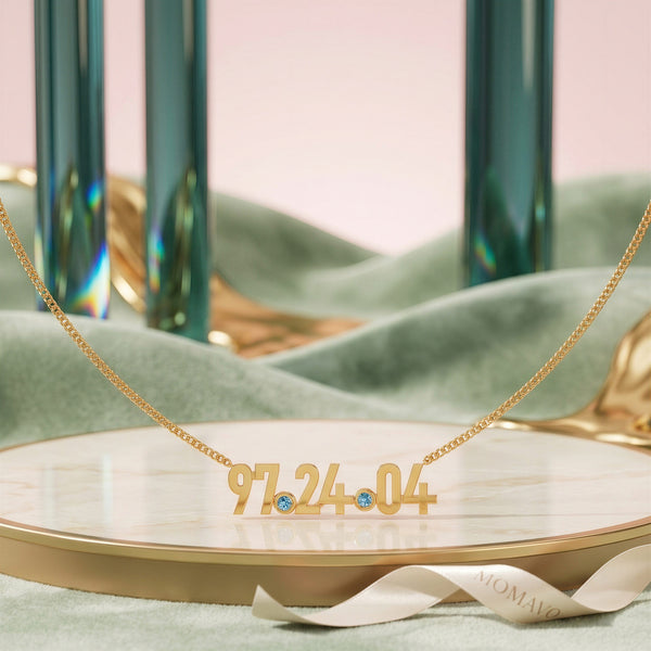 Coordinates Birthstone Necklace | 18K Gold Plated