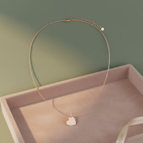 Engravable Heart Pendant Necklace | Rose Gold Plated