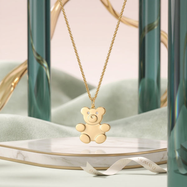 Teddy Family Pendant Necklace | 18K Gold Plated