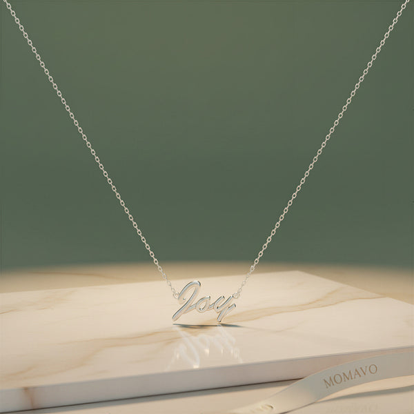 Classic Name Necklace | Rhodium Plated