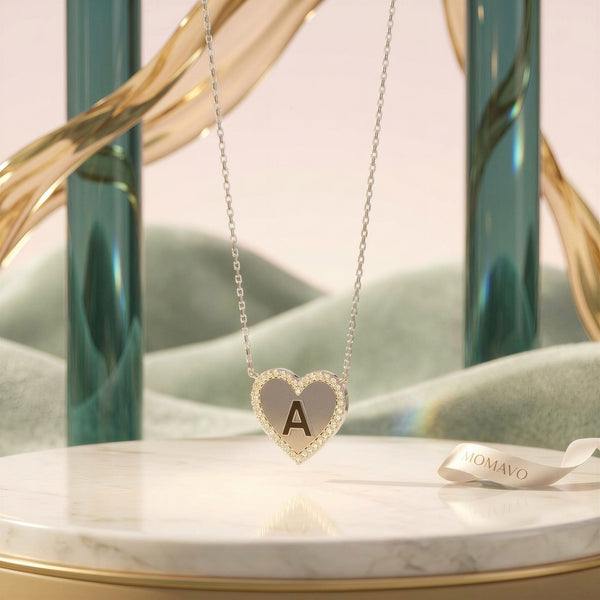 Heart Initial Necklace | Silver