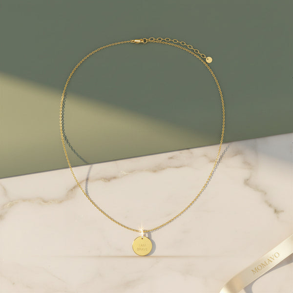 Engravable Circle Pendant Necklace | 18K Gold Plated
