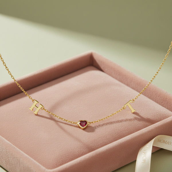 HeartLink Birthstone Necklace | 18K Gold Plated