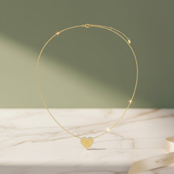 Heart Initial Necklace | 18K Gold Plated