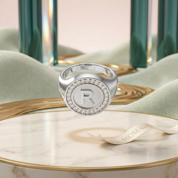 Monogram Initial Ring | Rhodium Plated