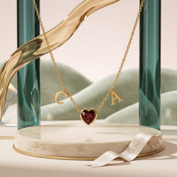 HeartLink Birthstone Necklace | Silver
