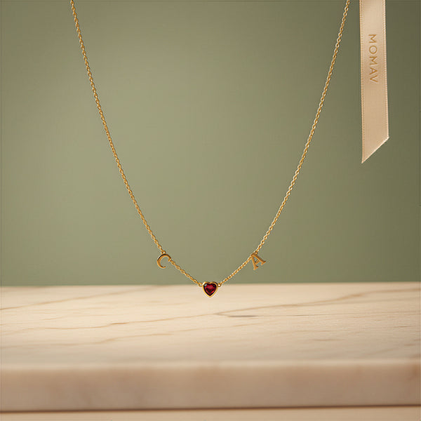 HeartLink Birthstone Necklace | Silver