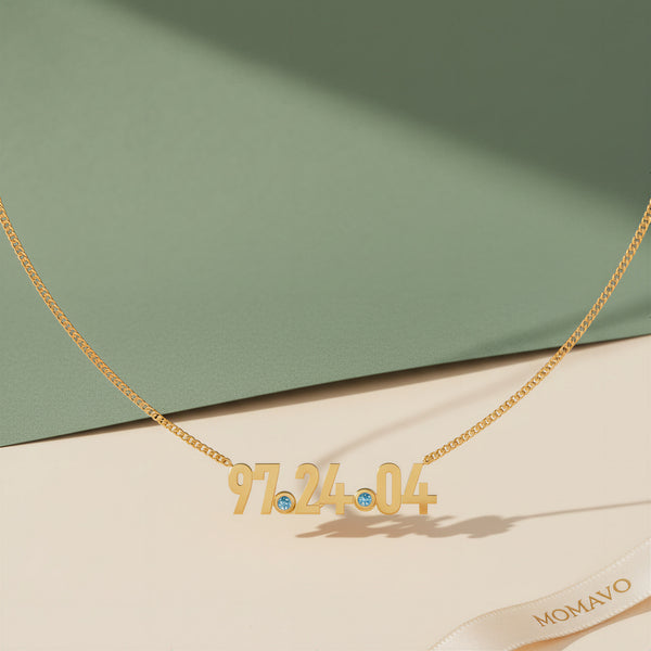 Coordinates Birthstone Necklace | 18K Gold Plated