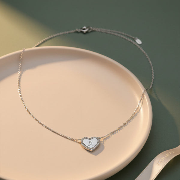 Heart Initial Necklace | Silver