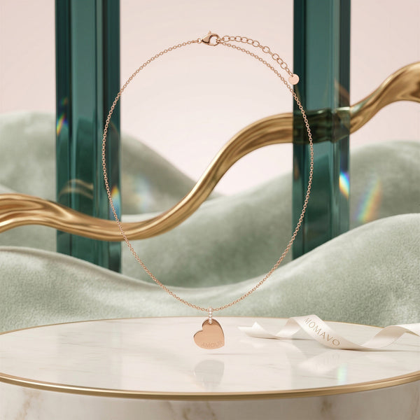 Engravable Heart Pendant Necklace | Rose Gold Plated