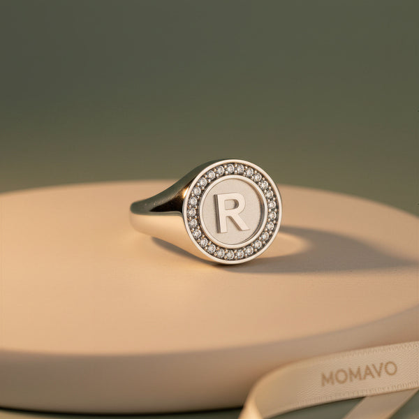 Monogram Initial Ring | Rhodium Plated