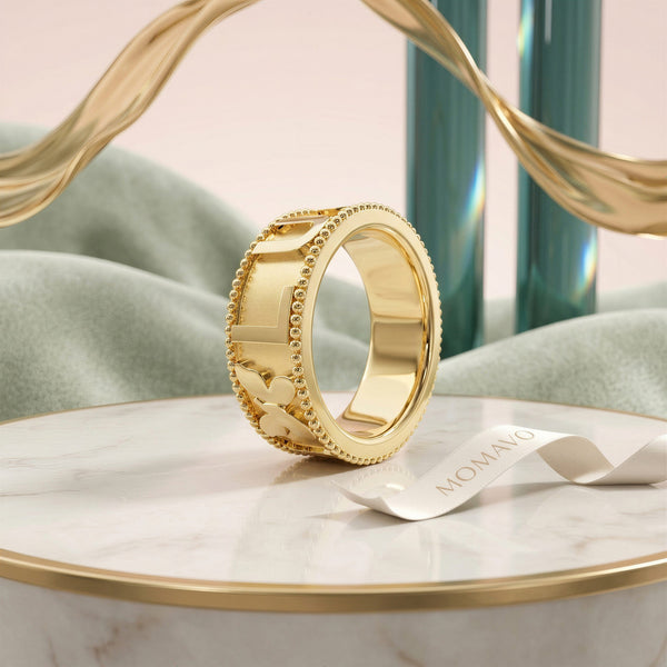 Milgrain Charm Ring | 18K Gold Plated