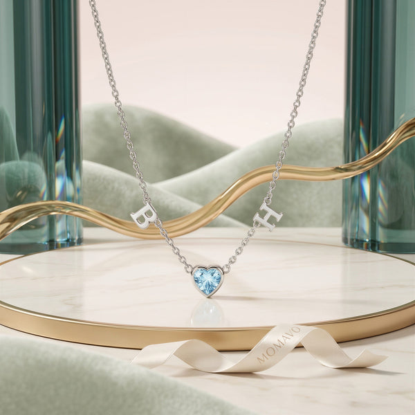 HeartLink Birthstone Necklace | Silver