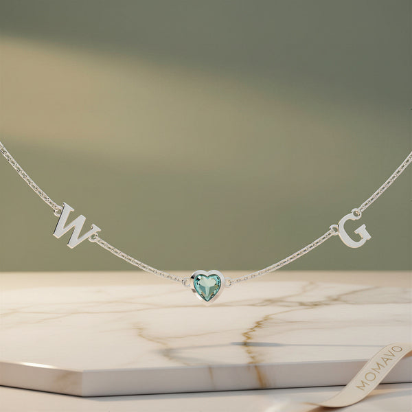 HeartLink Birthstone Necklace | Silver