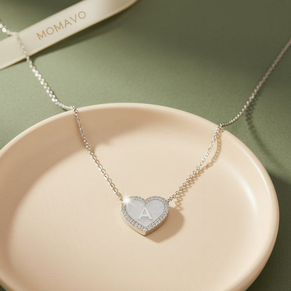 Heart Initial Necklace | Silver