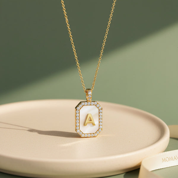 Zodiac Initial Gemstone Pendant Necklace | 18K Gold Plated